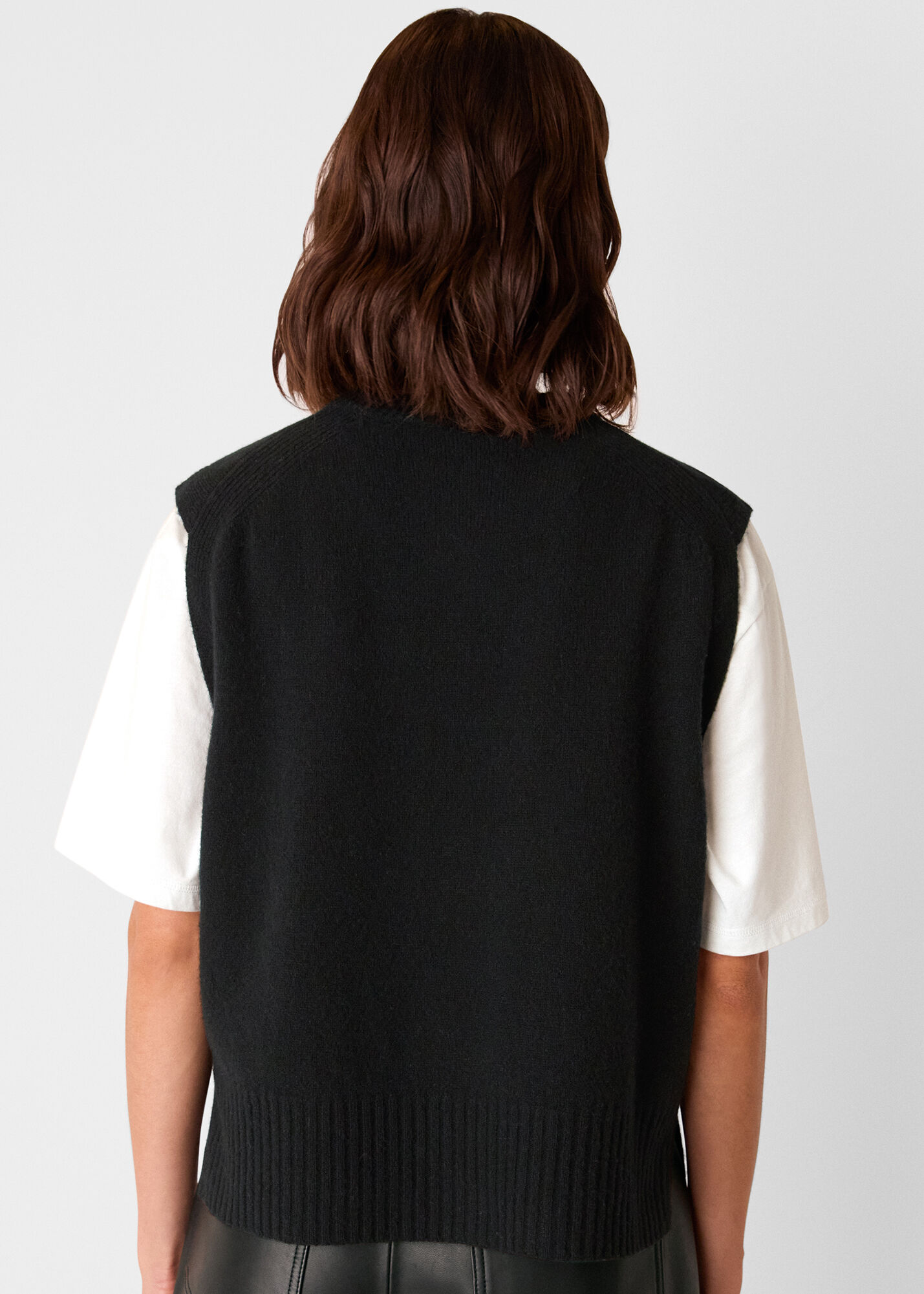 Women's Black Wool Sleeveless Sweater Vest | Whistles US |