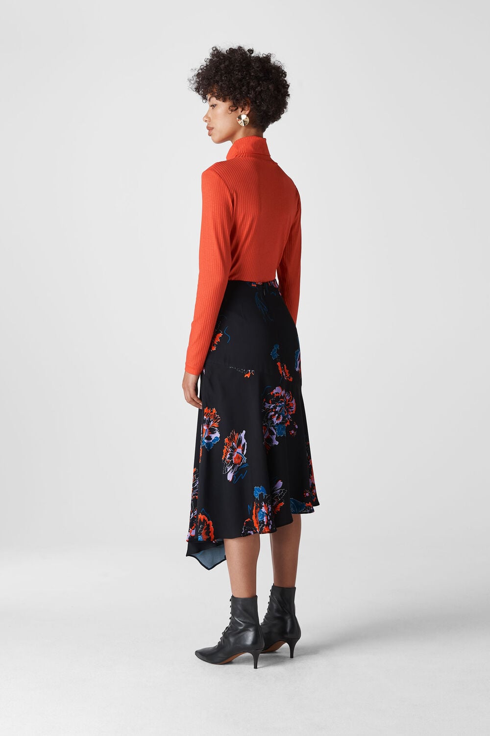 Freya Print Asymmetric Skirt Black/Multi