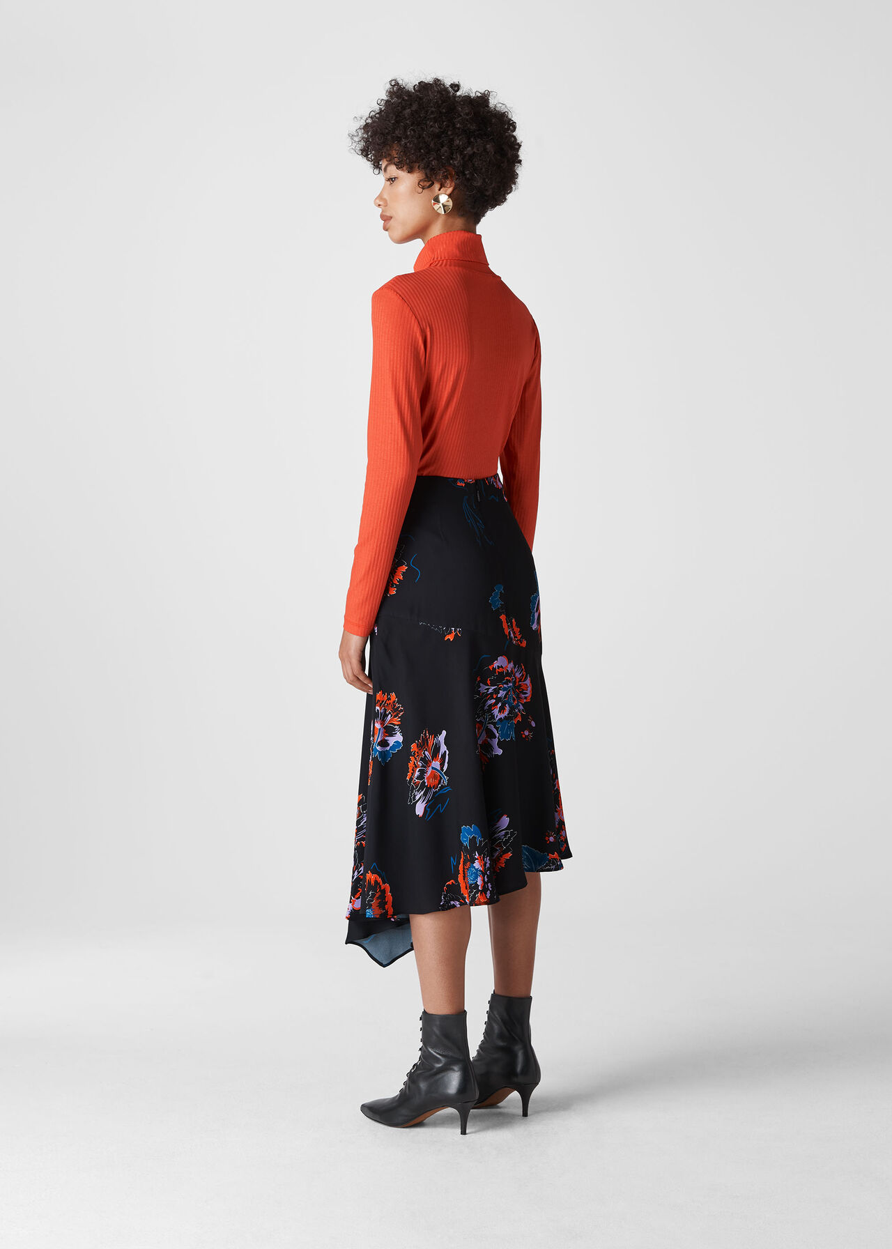 Freya Print Asymmetric Skirt Black/Multi
