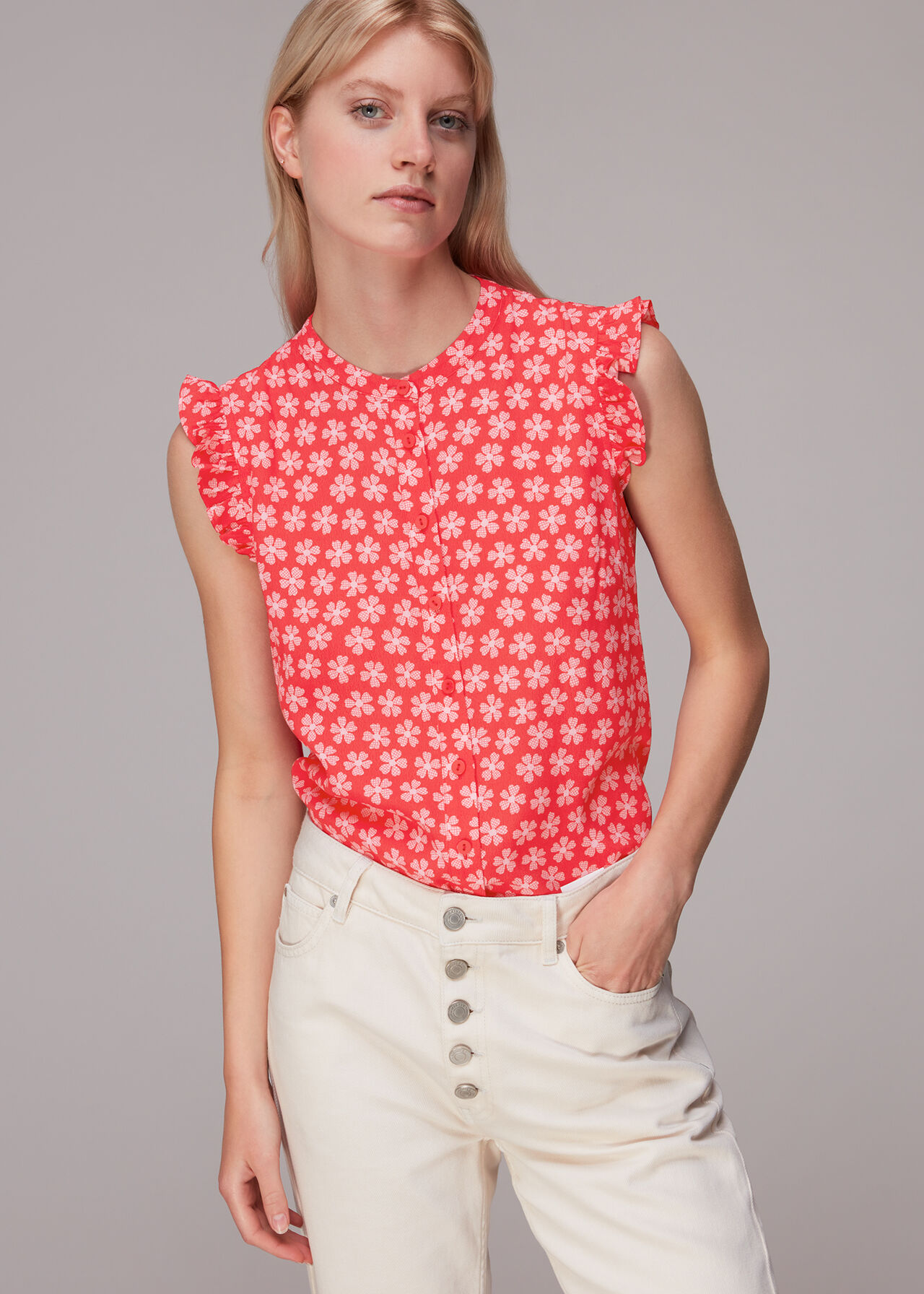 Daisy Check Frill Blouse