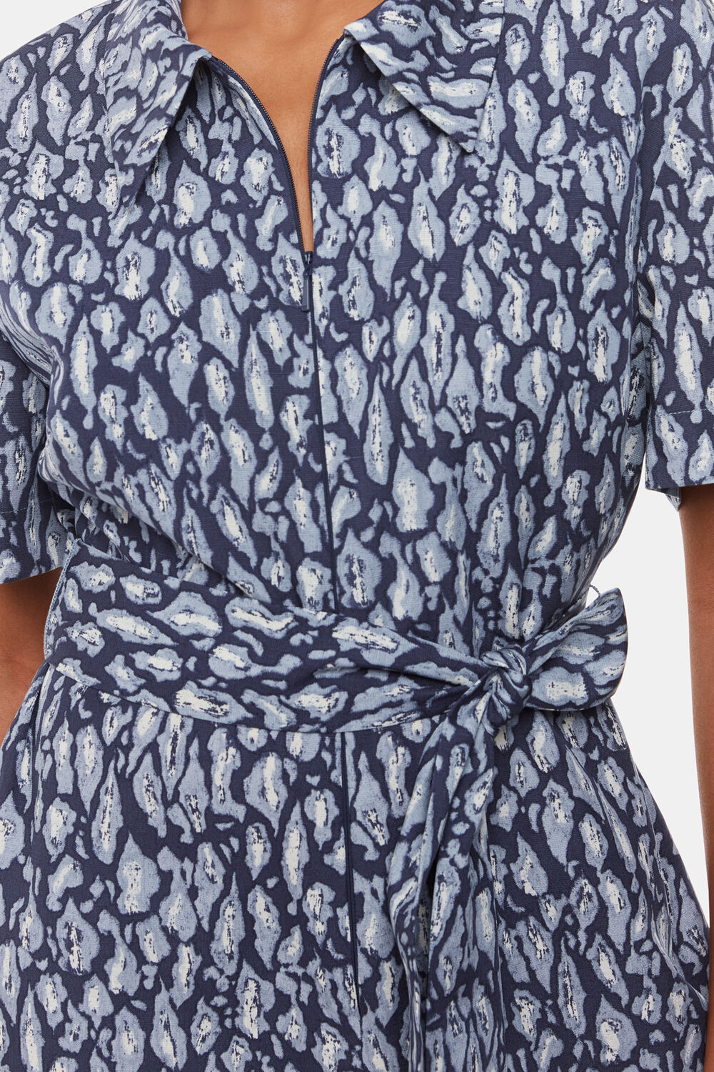 Petite Leopard Linen Blend Jumpsuit