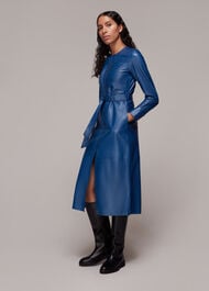 Pintuck Leather Midi Dress