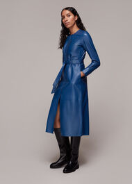 Pintuck Leather Midi Dress
