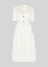 Check Button Through Dress Ivory/Multi