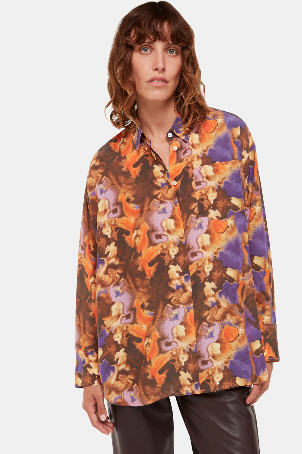Multicolour Sprayed Texture Silk Shirt