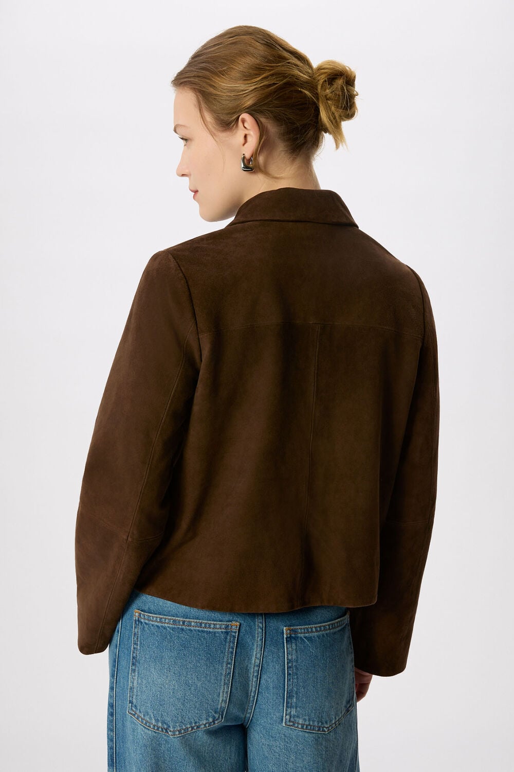 Button Cropped Suede Jacket