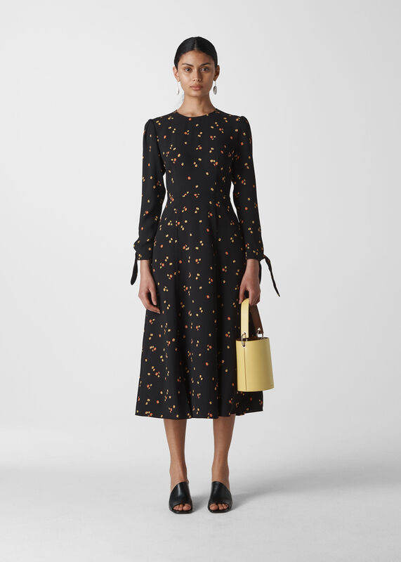 Micro Floral Tie Cuff Dress