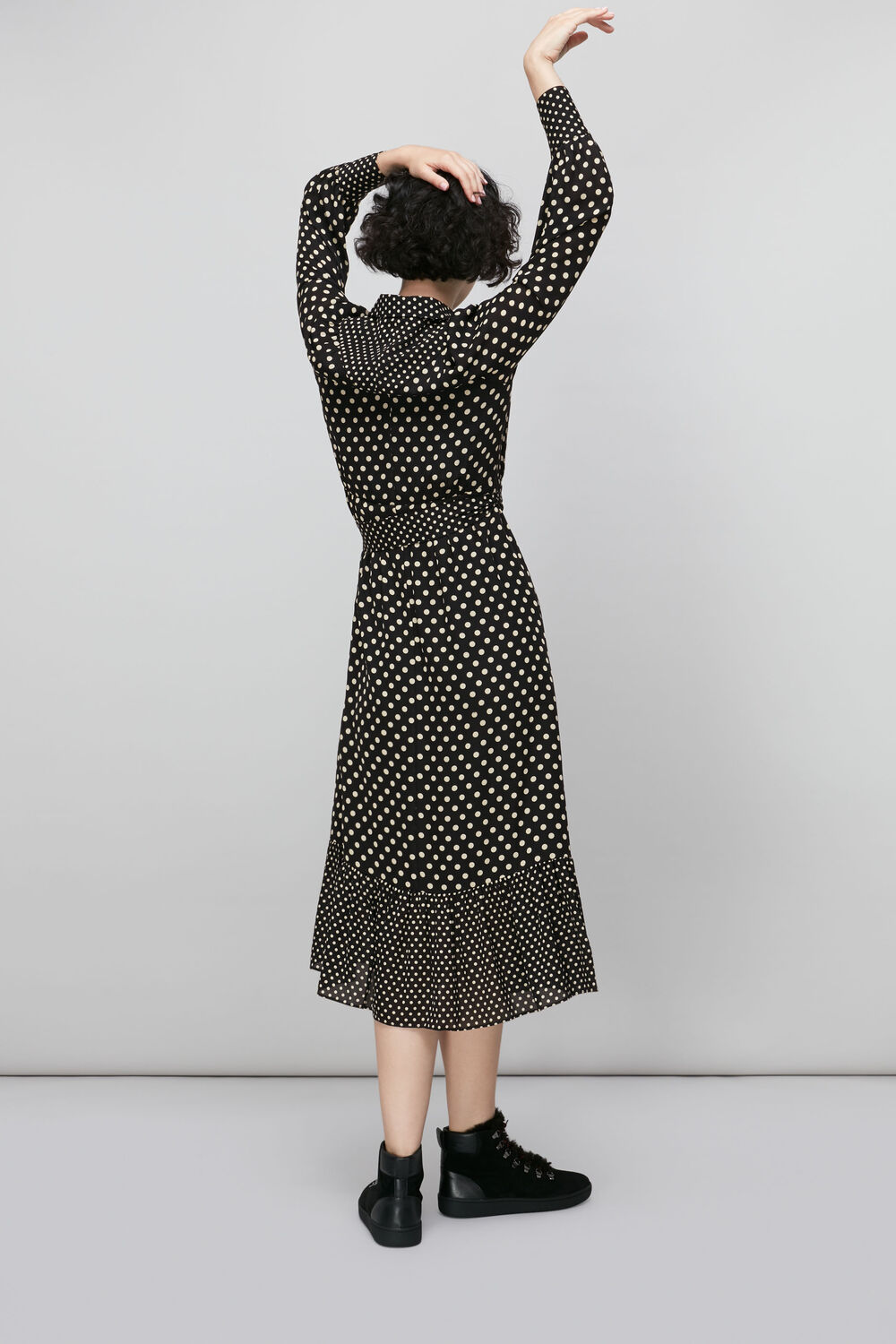 Spot Print Silk Shirt Dress