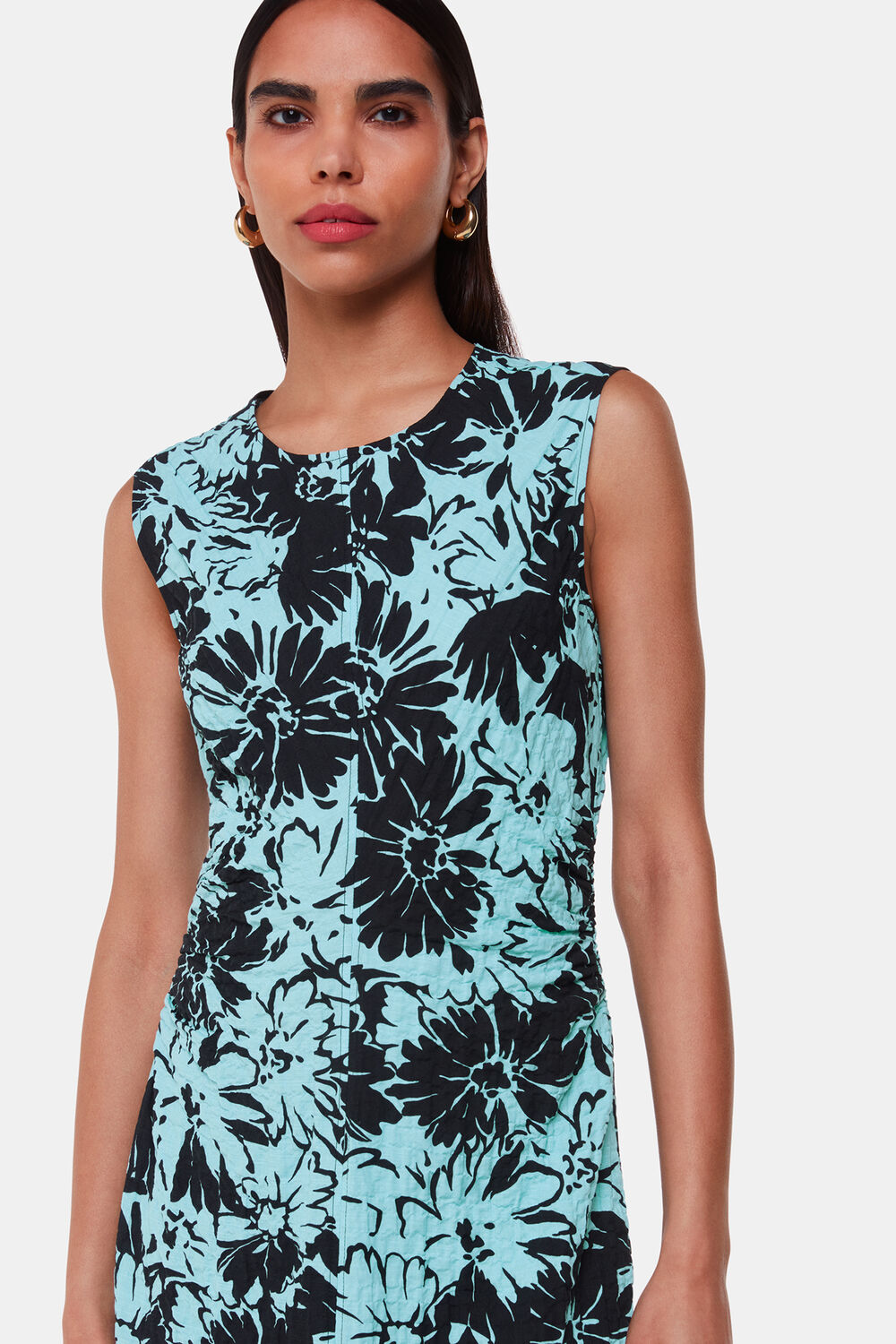 Pansy Print Textured Dress