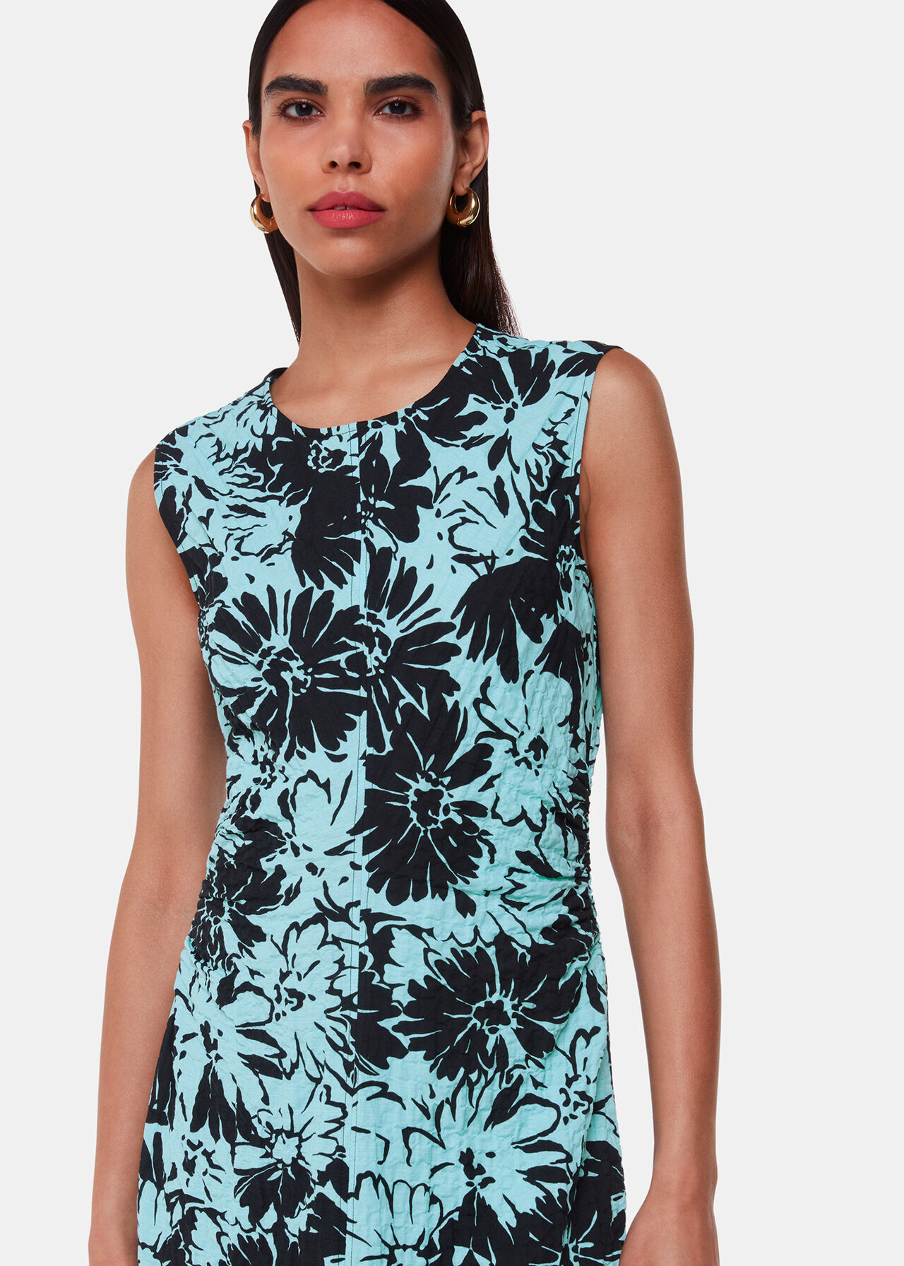 Pansy Print Textured Dress