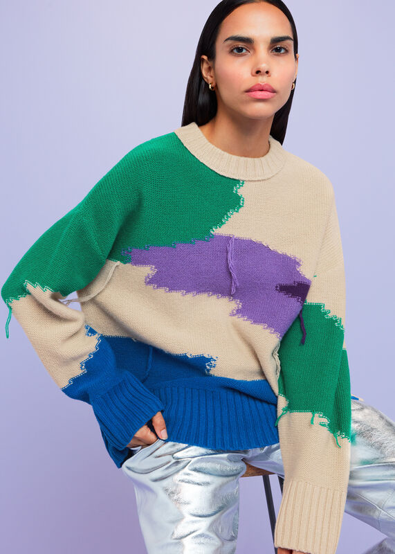 Multicolour Brushmark Wool Blend Knit