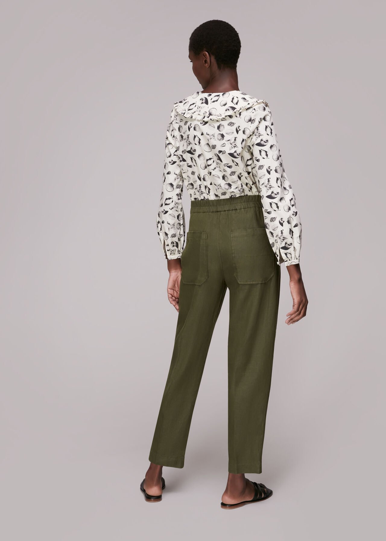 Linen Barrel Leg Trouser