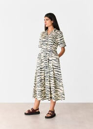 Feathered Tiger Midi Dress