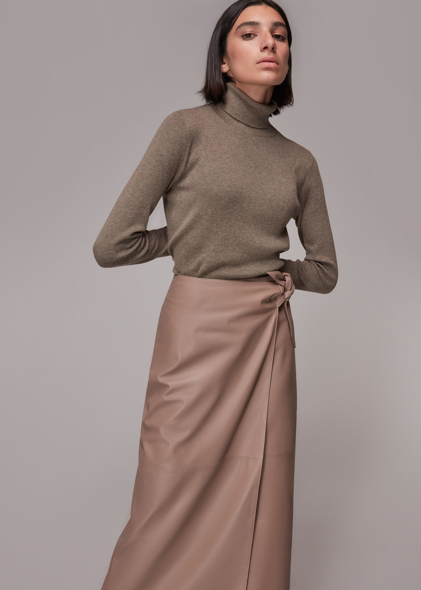 Tie Side Leather Skirt