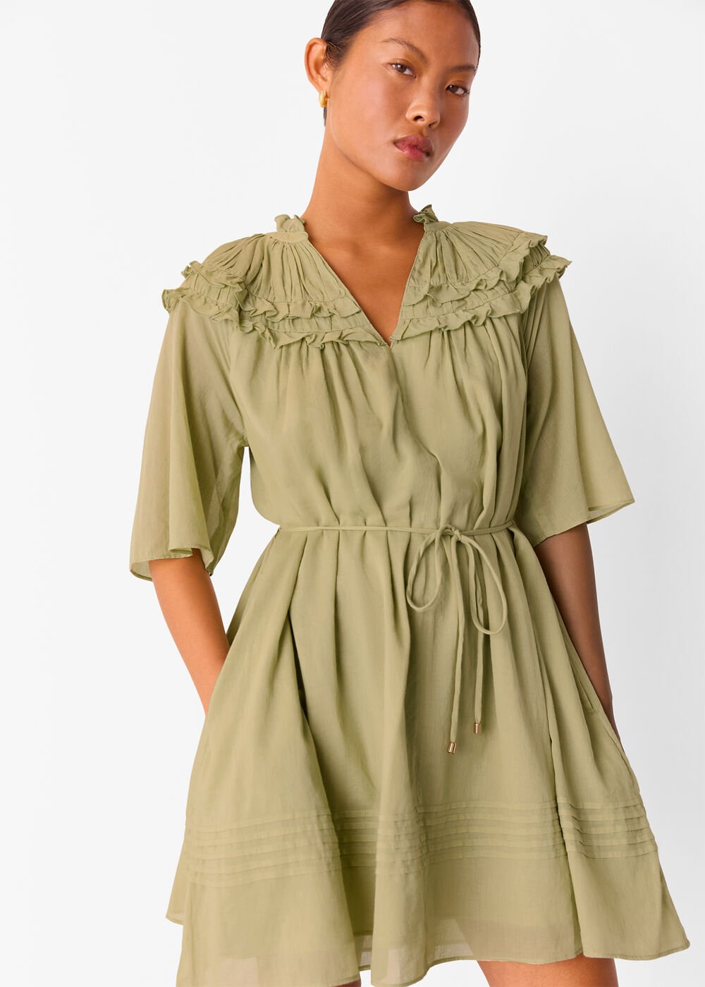 Petite Cotton Frill Mini Dress