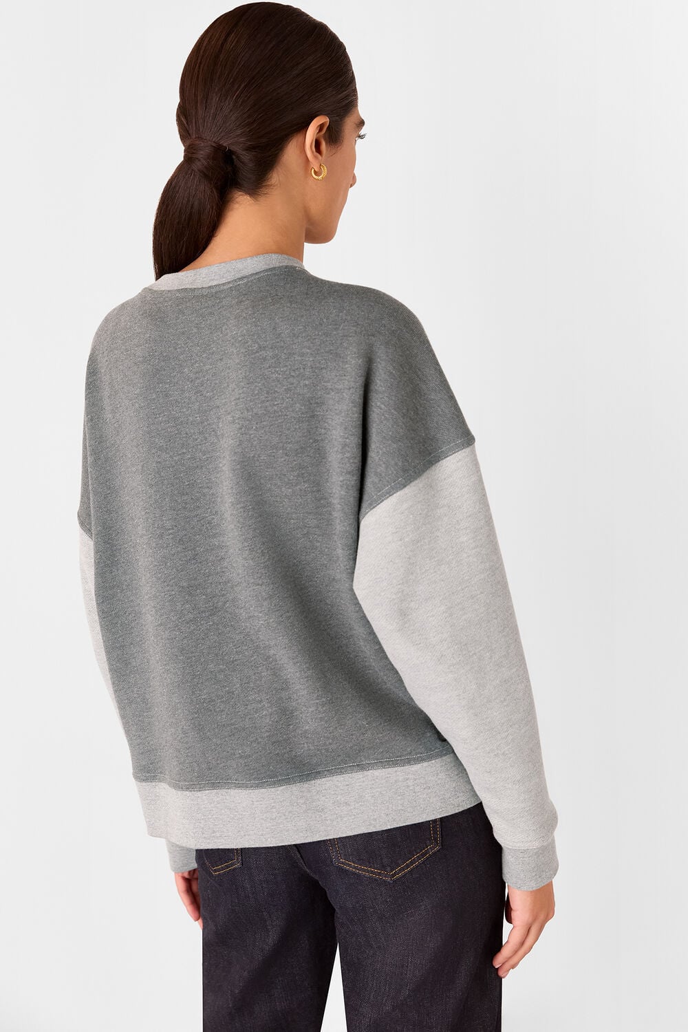 Grey Marl Contrast Detail Sweat