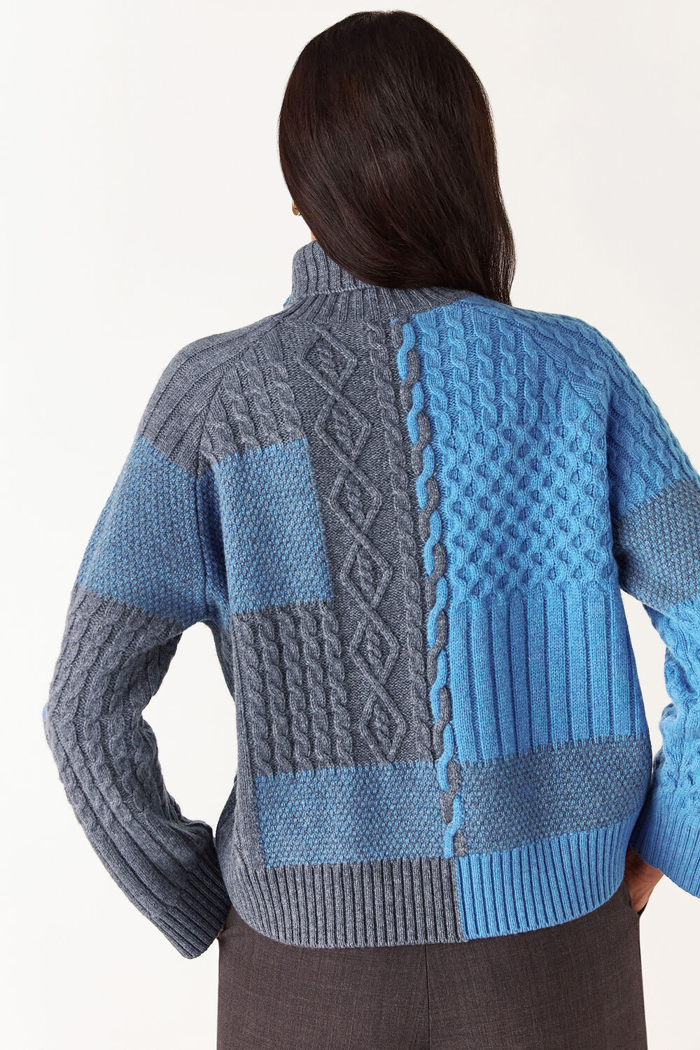 Patchwork Cable Knit Sweater
