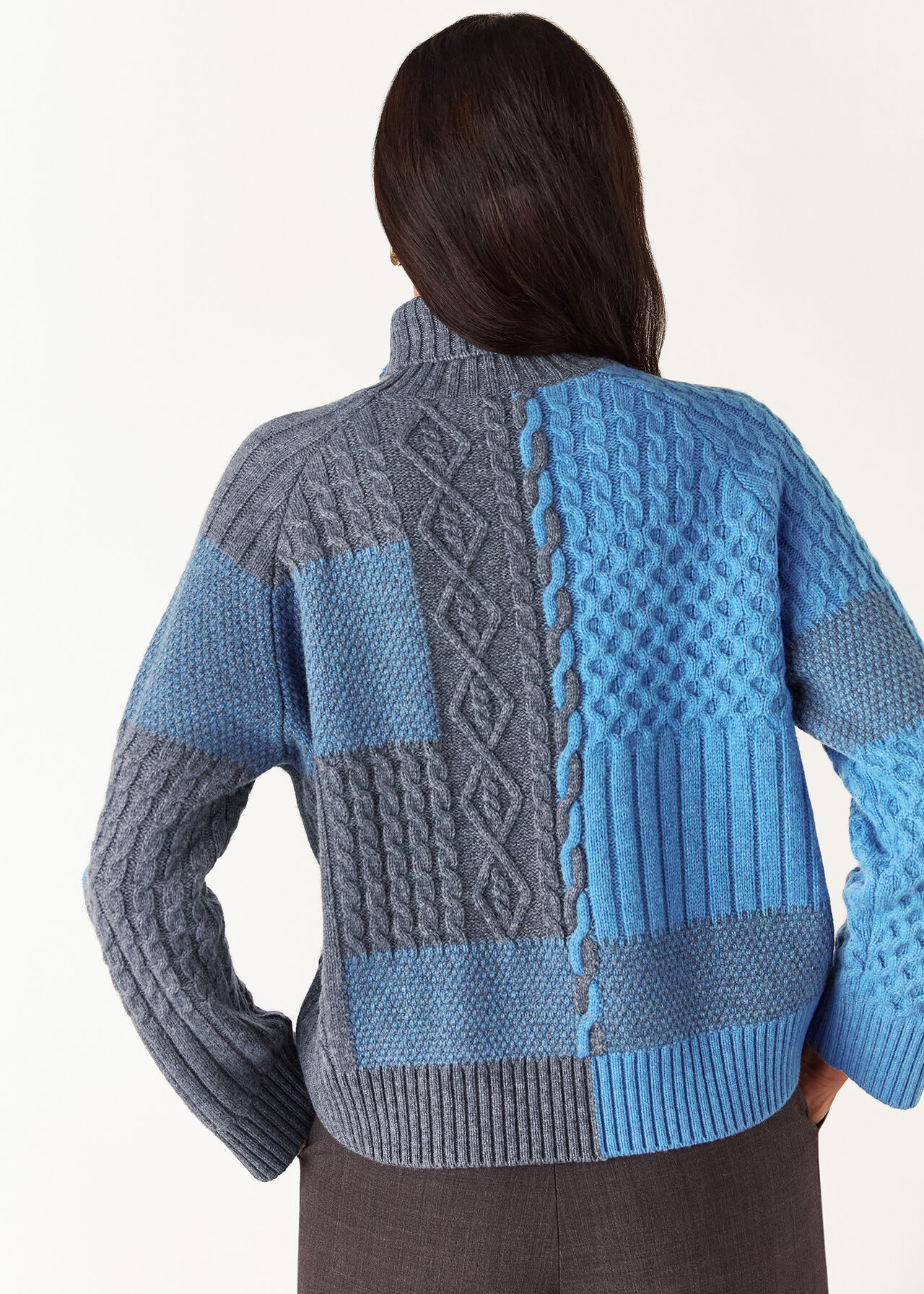 Patchwork Cable Knit Sweater