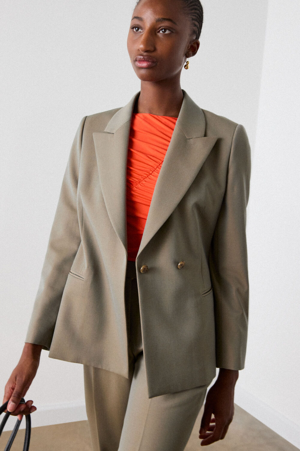 Taupe Double Breasted Blazer