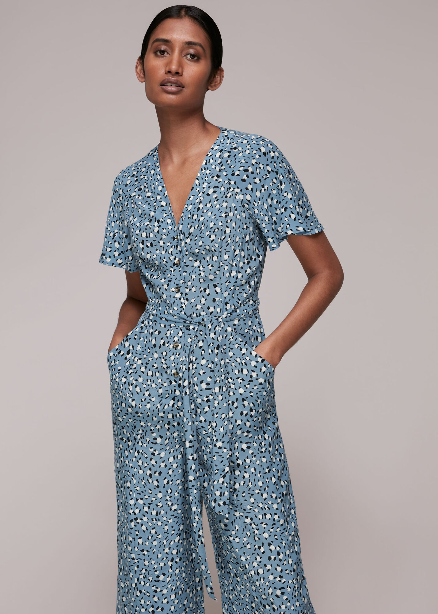 Blue/Multi Jemma Wild Leopard Jumpsuit WHISTLES
