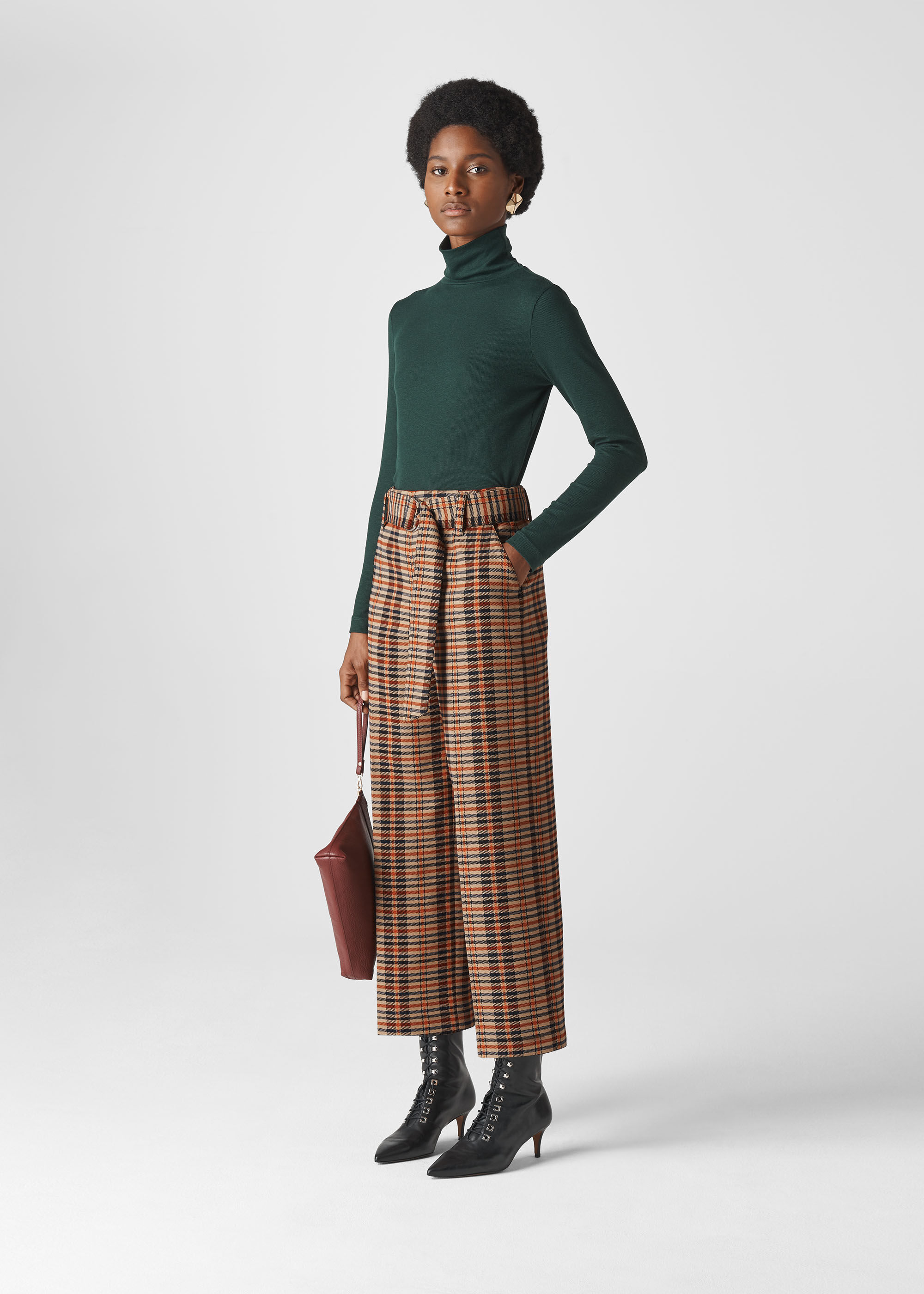Tartan wide leg trousers online
