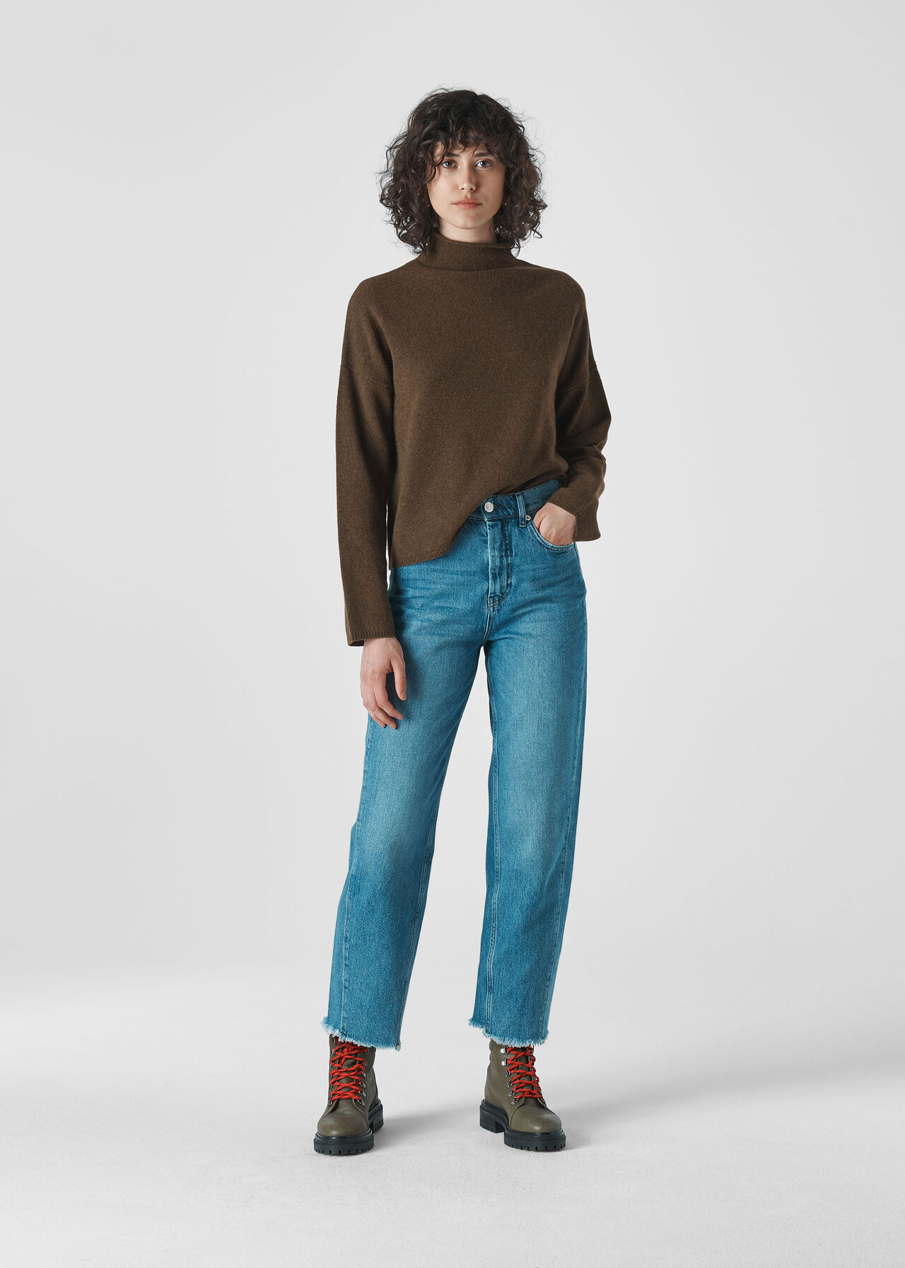 Soft Roll Neck Wool Sweater Khaki