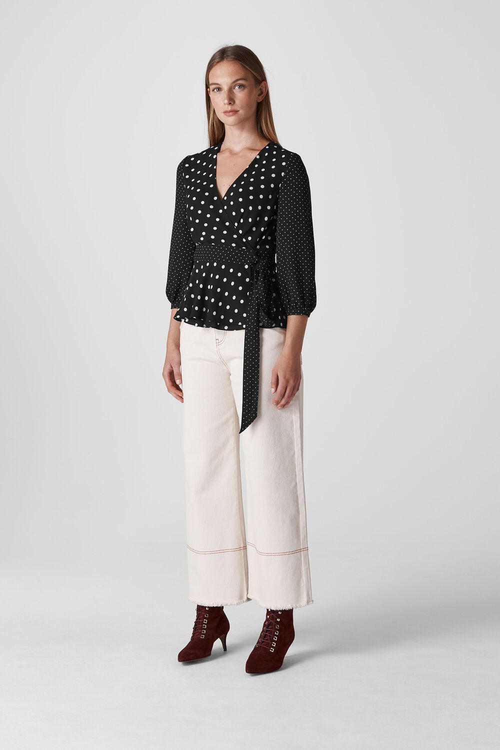 Multi Spot Print Wrap Top