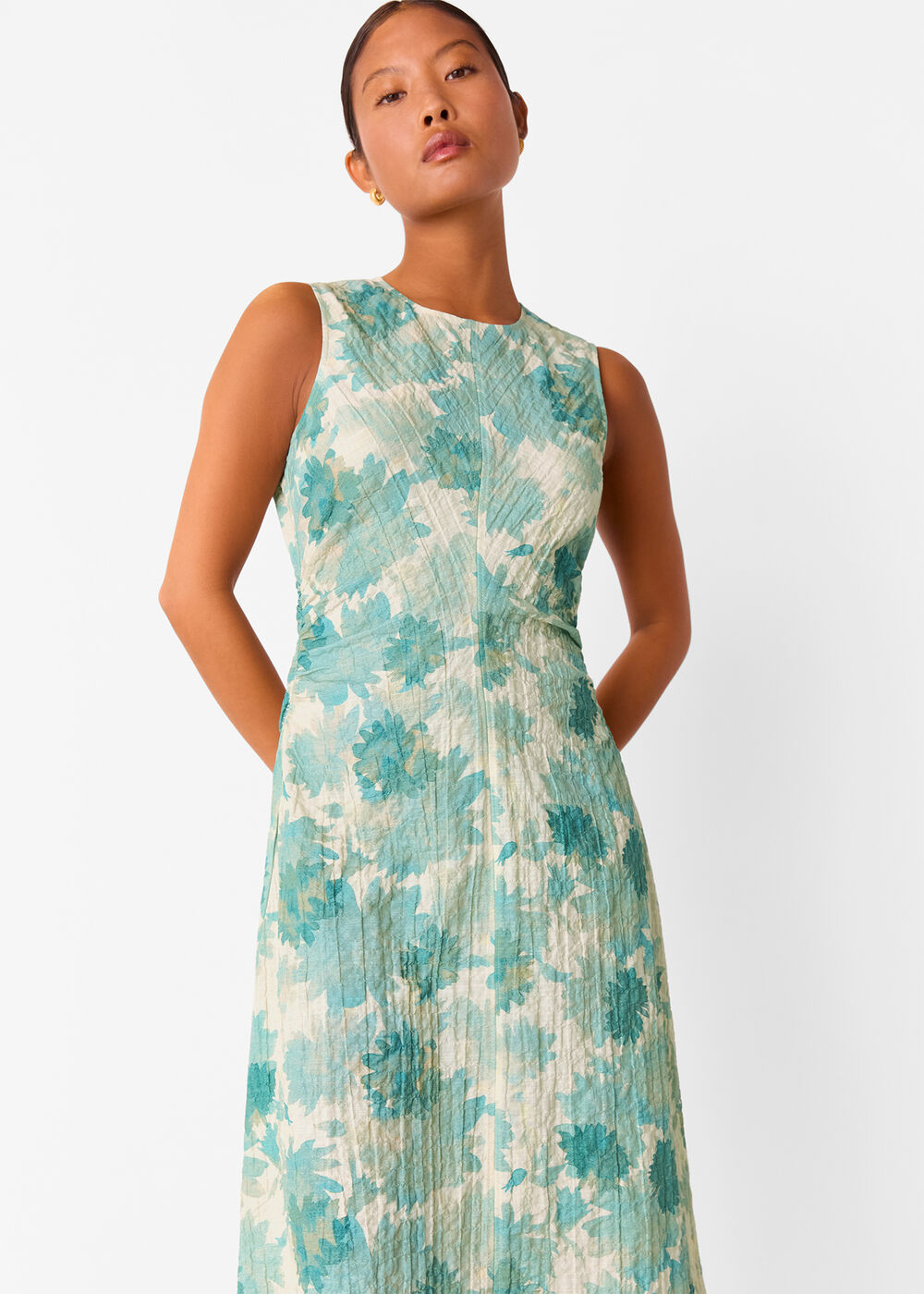 Petite Floral Textured Midi Dress