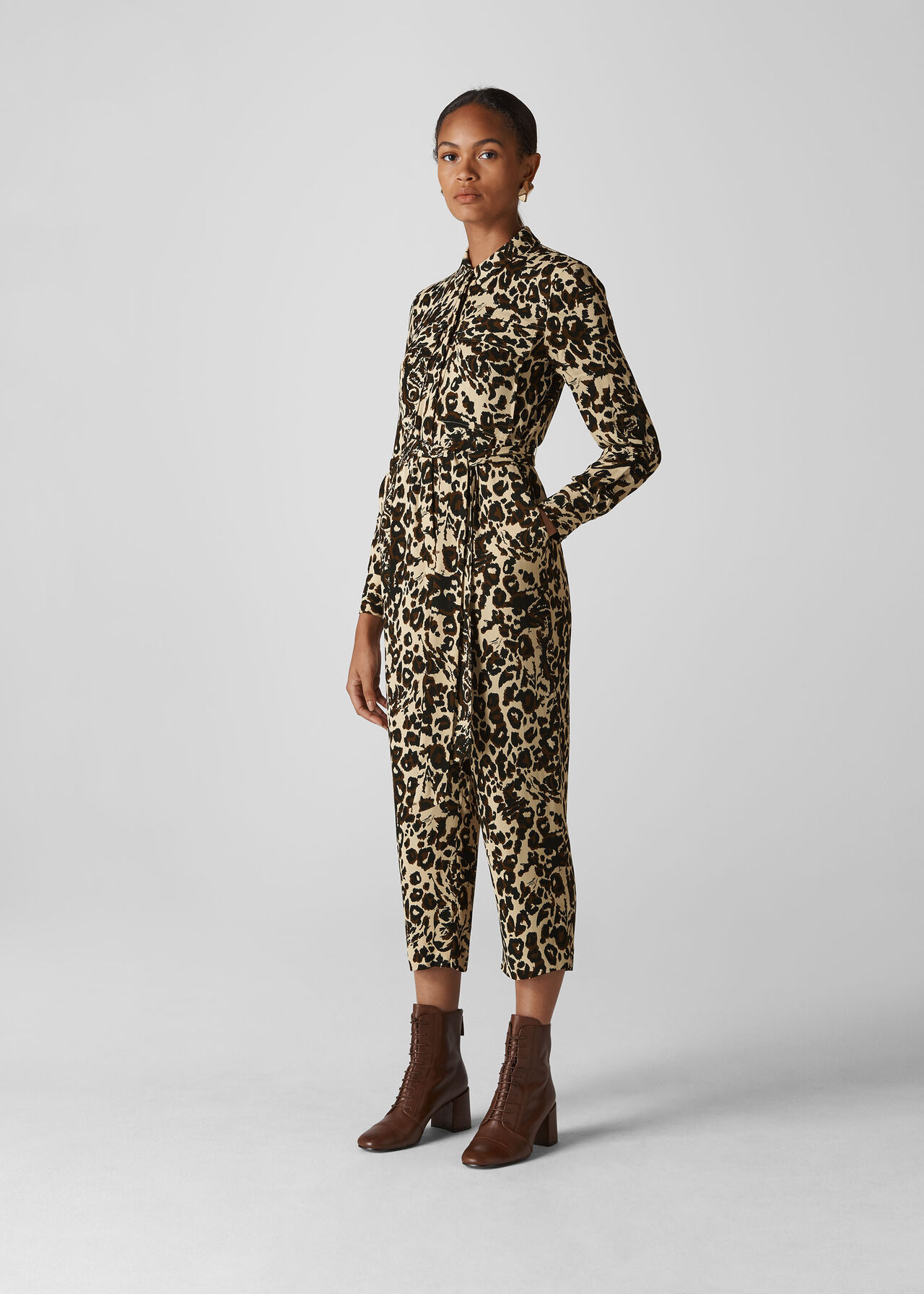 Jungle Cat Utility Jumpsuit Leopard Print