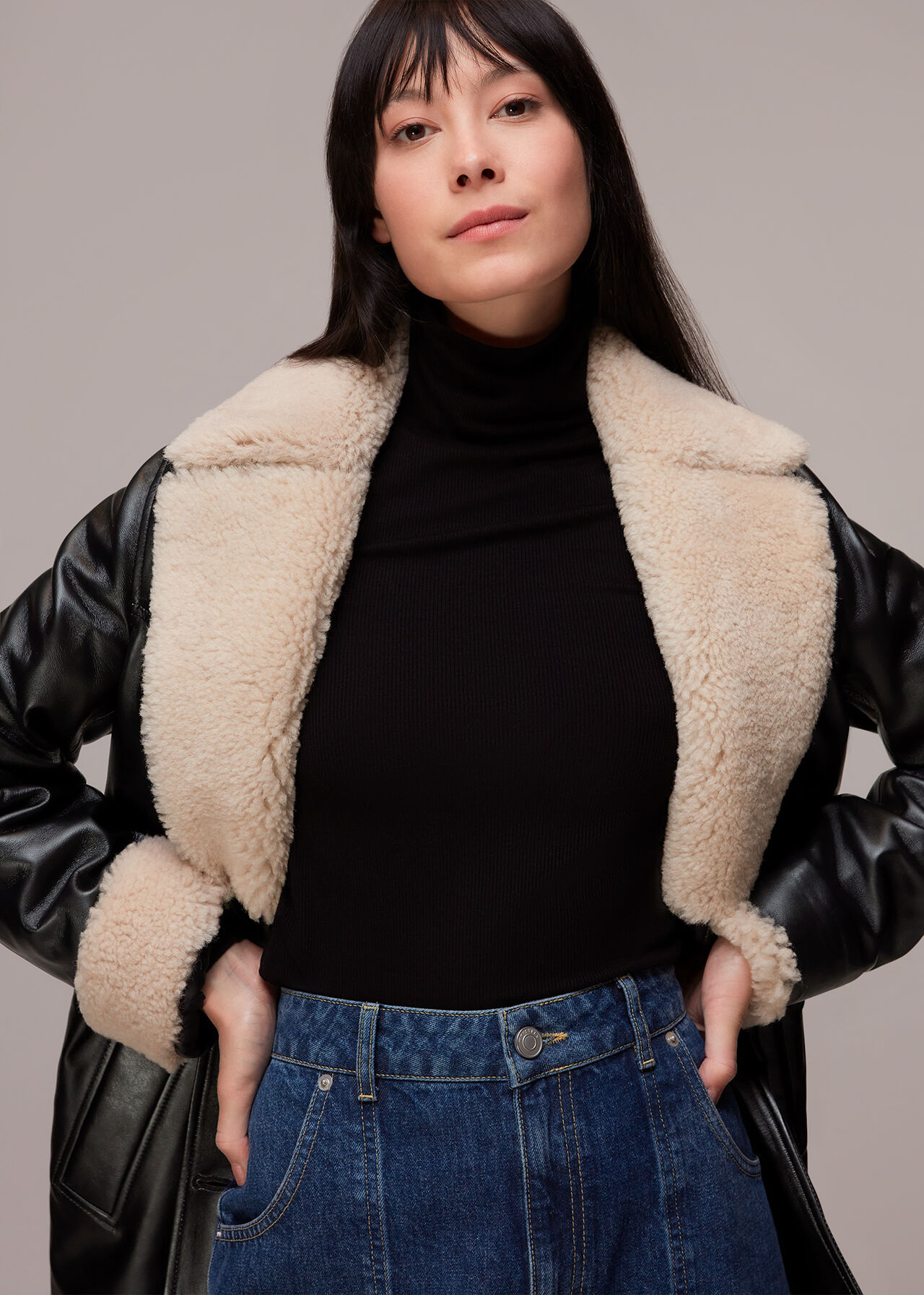 Maya Leather Belted Coat