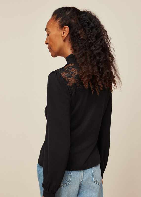 Black Lace Inserted Top