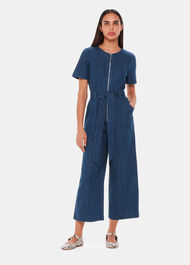 Short Sleeve Denim Jumpsuit