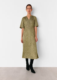 Petite Leopard Viscose Midi Dress