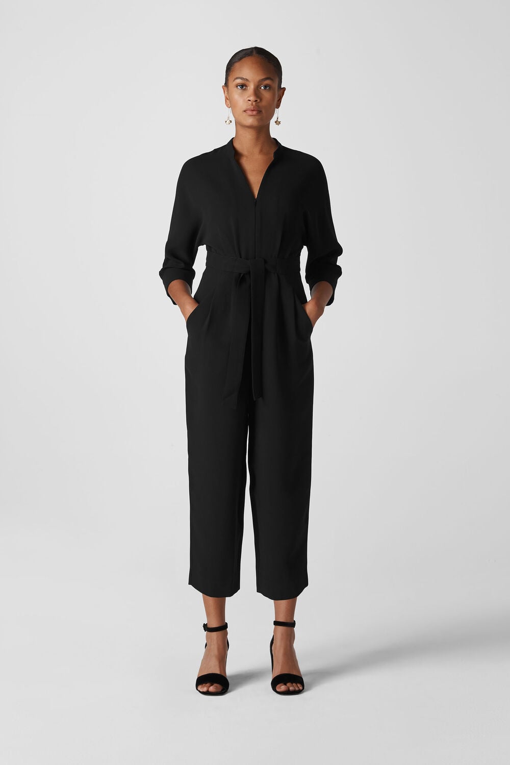 Arabella Crepe Tie Jumpsuit Black