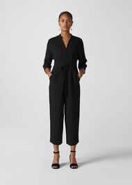 Arabella Crepe Tie Jumpsuit Black