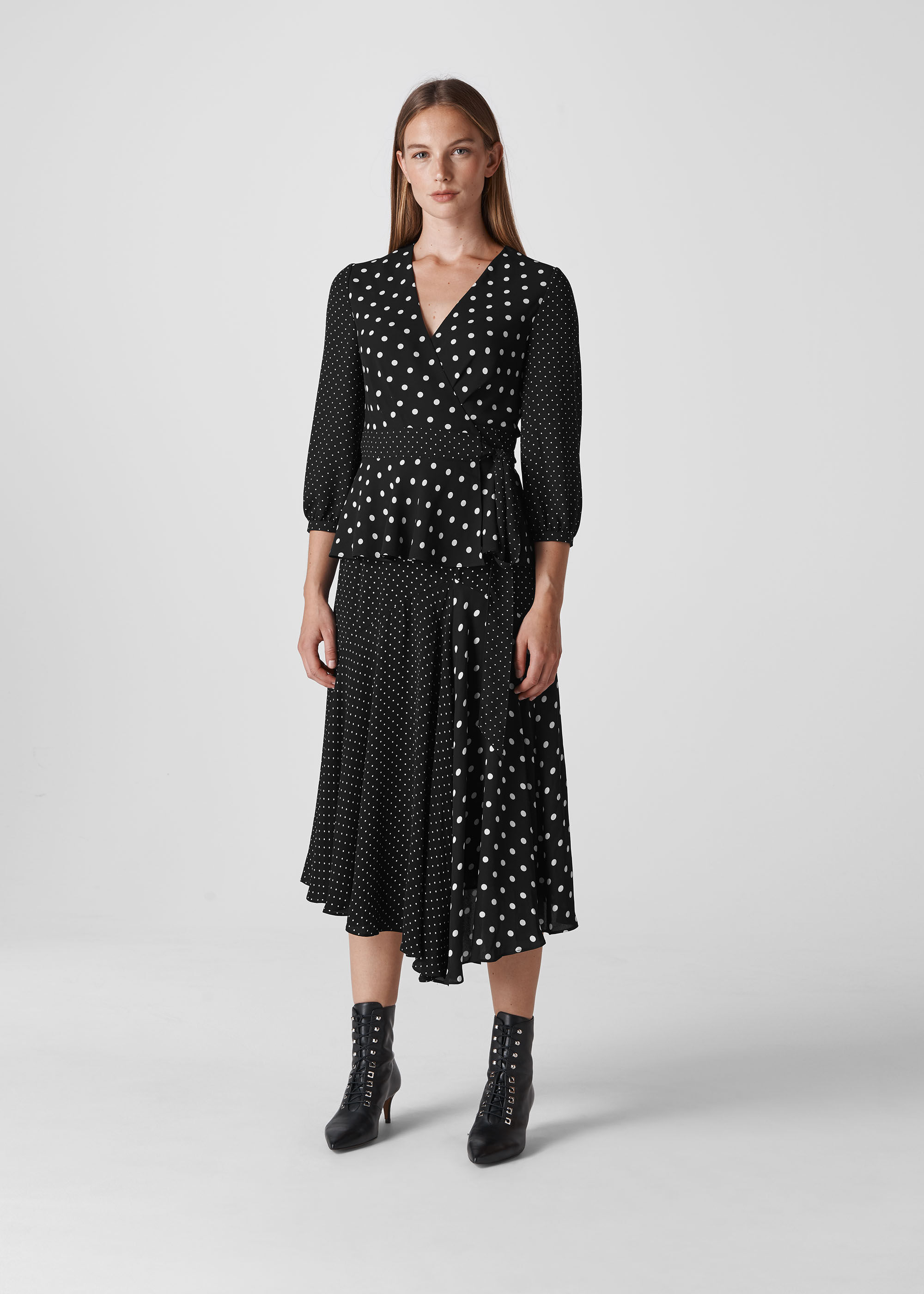 Spot Print Asymmetric Skirt