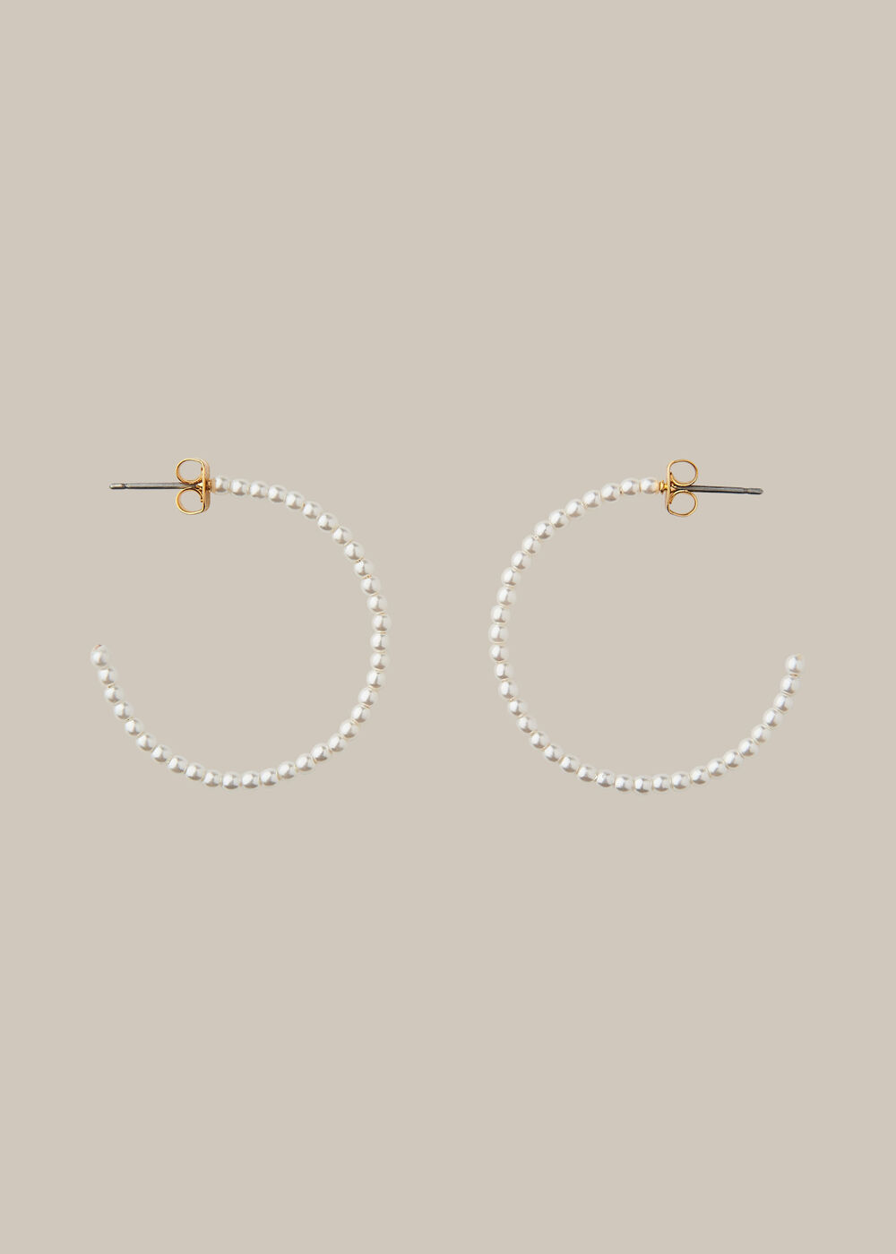 Large Pearl Hoop Earring White