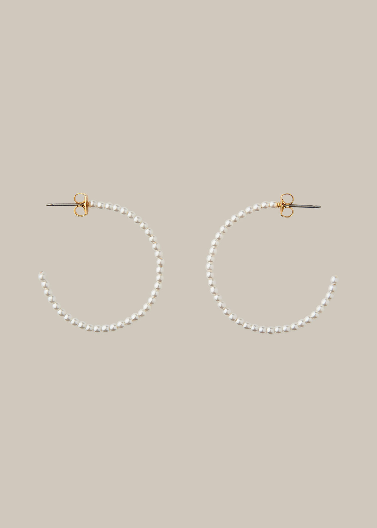 Large Pearl Hoop Earring White