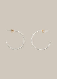 Large Pearl Hoop Earring White