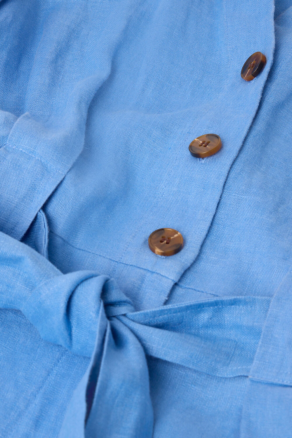 Blue Petite Fiona Linen Button Jumpsuit