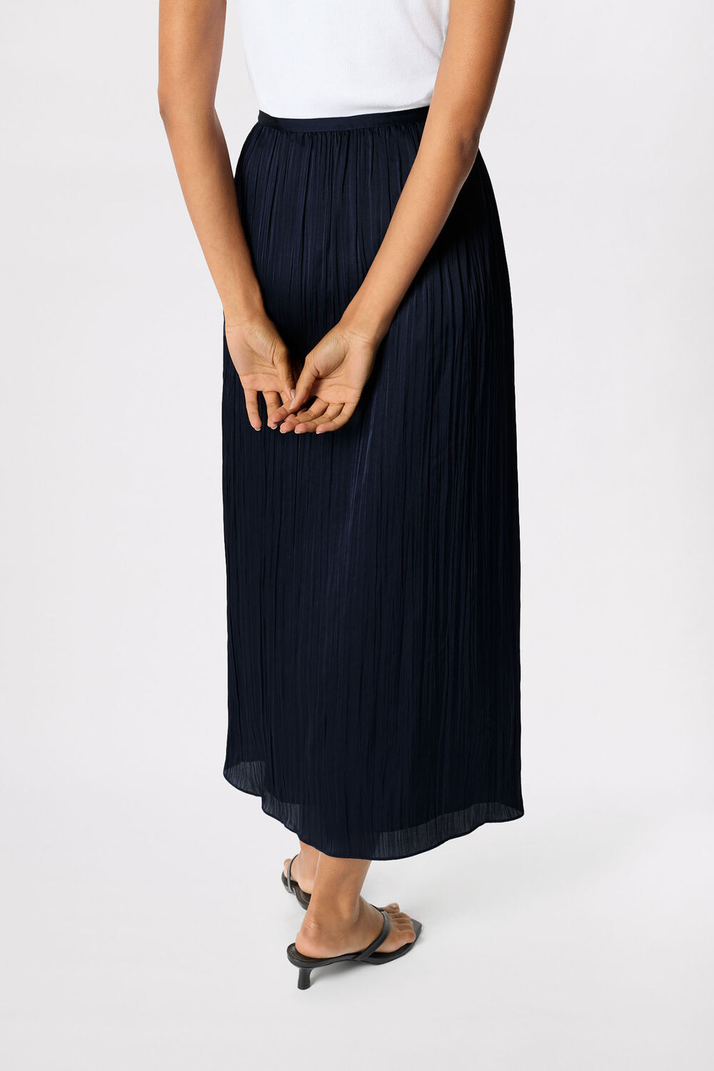 Plisse Column Midi Skirt