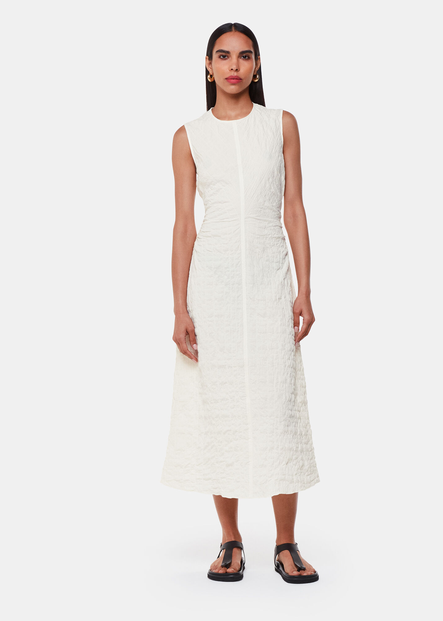 Ivory Lori Textured Midi Dress