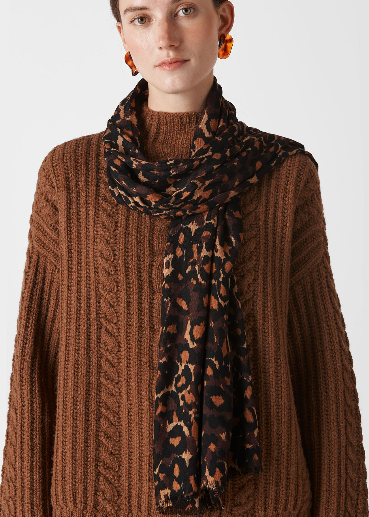 Brushed Leopard Scarf Brown