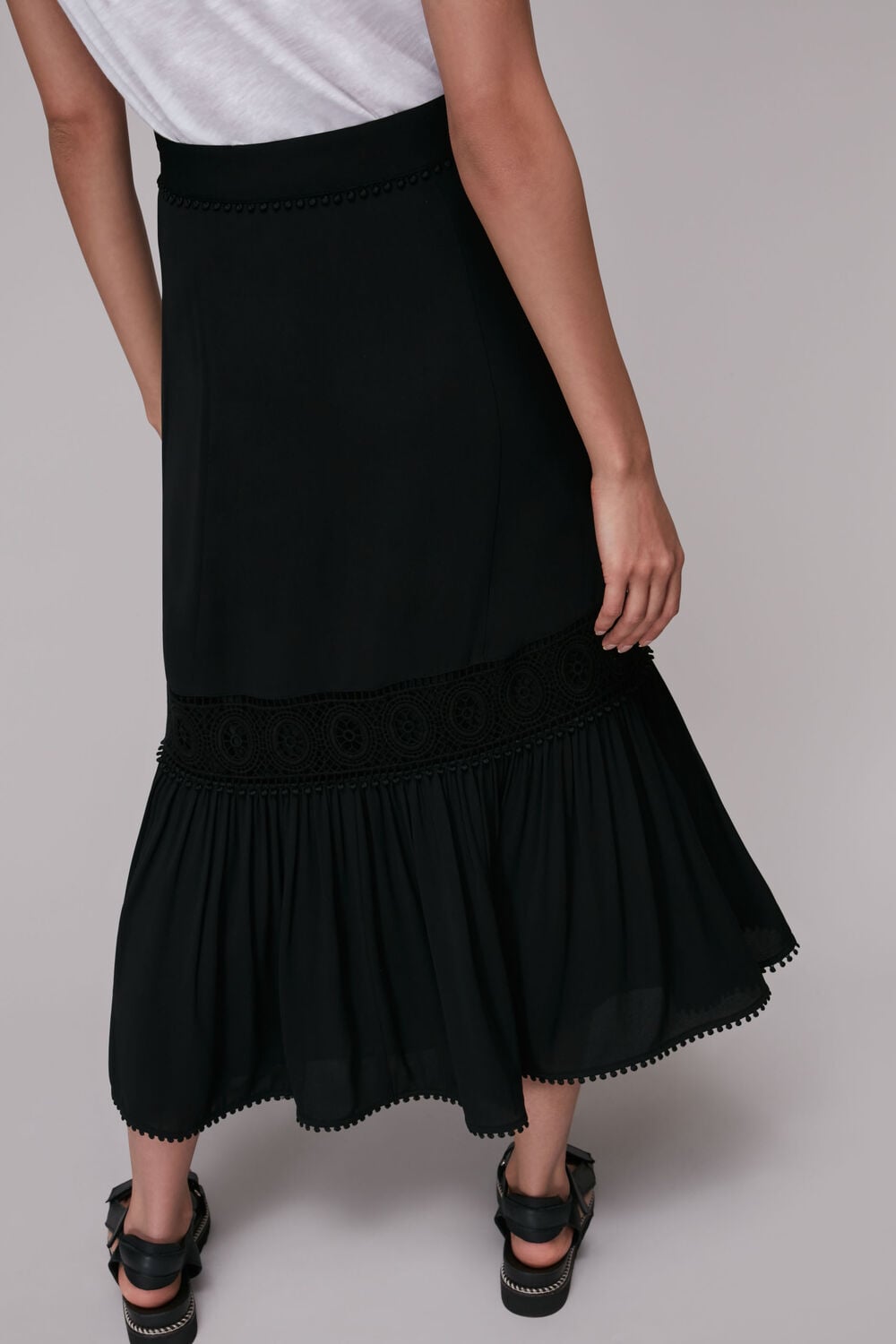Ada Crochet Detail Skirt Black