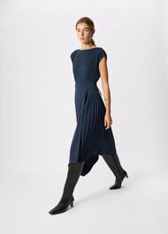 Pleat Detail Asymmetric Dress