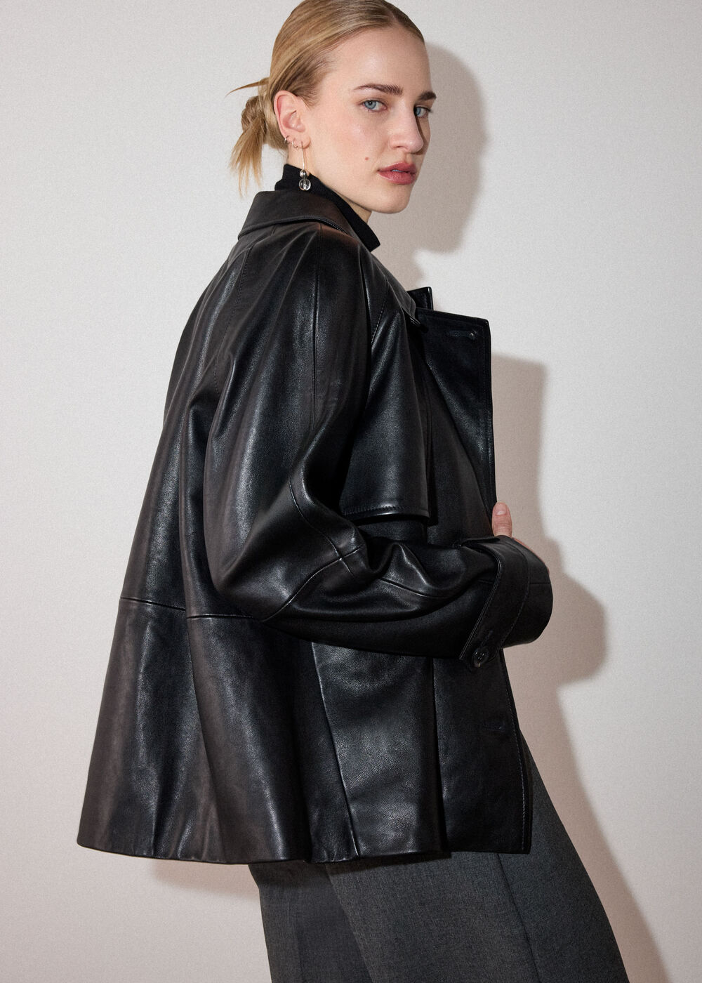 Short Leather Trench
