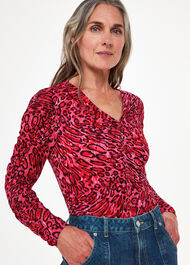 Waving Leopard Gathered Top