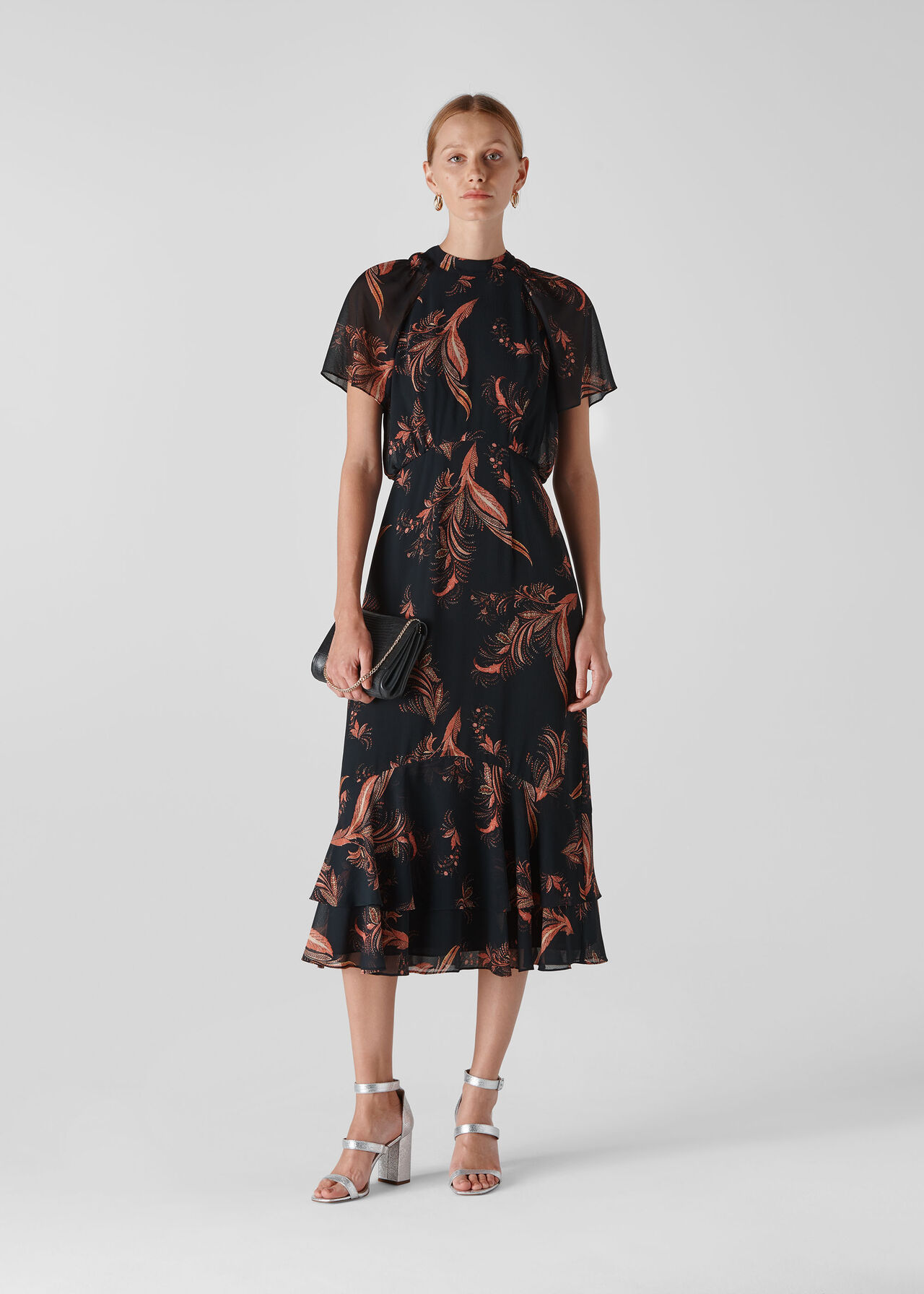 Rose Paisley Leaf Dress Black/Multi