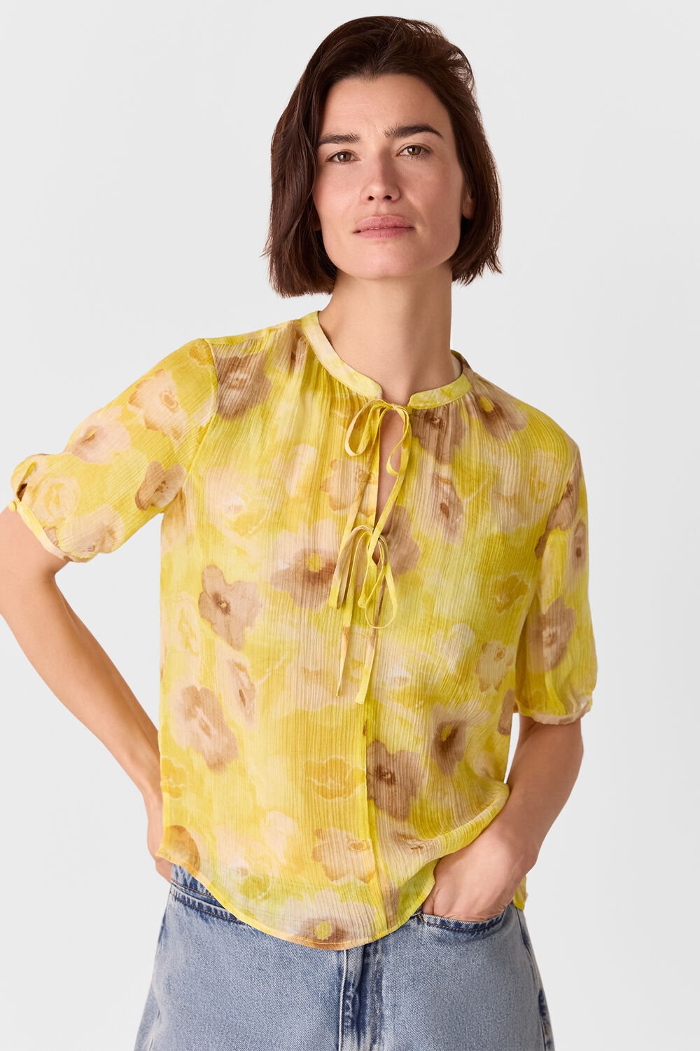 Yellow Sunshine Floral Texture Blouse
