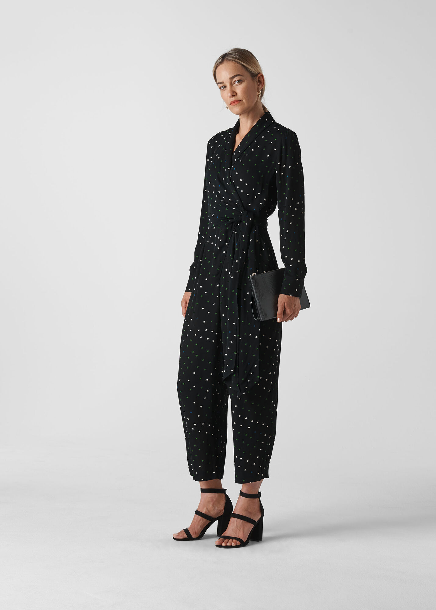 Black/Multi Star Print Jumpsuit WHISTLES